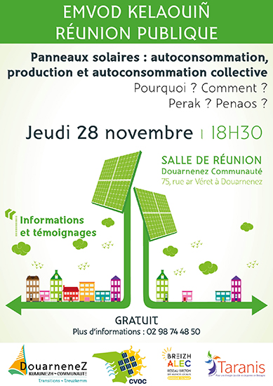 Réunion publique sur les panneaux solaires le jeudi 28 novembre à 18h30.